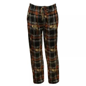 Woodland Creek Men's Flannel Deer Lounge Pants in Black/Orange Plaid, 2XL